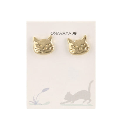 ピアス ニッケルフリー メタル 猫 ネコ フェイス チタンポスト スタッドピアス
