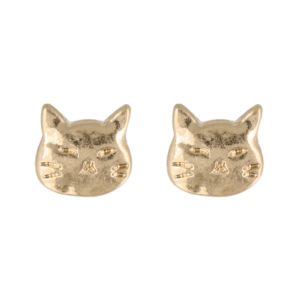 ピアス ニッケルフリー メタル 猫 ネコ フェイス チタンポスト スタッドピアス