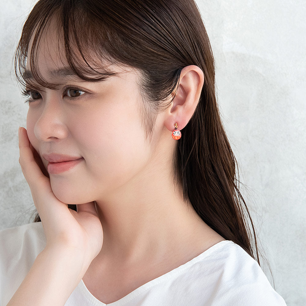 ピアス 達磨 だるま 福だるま 赤 チタンポスト スタッドピアス