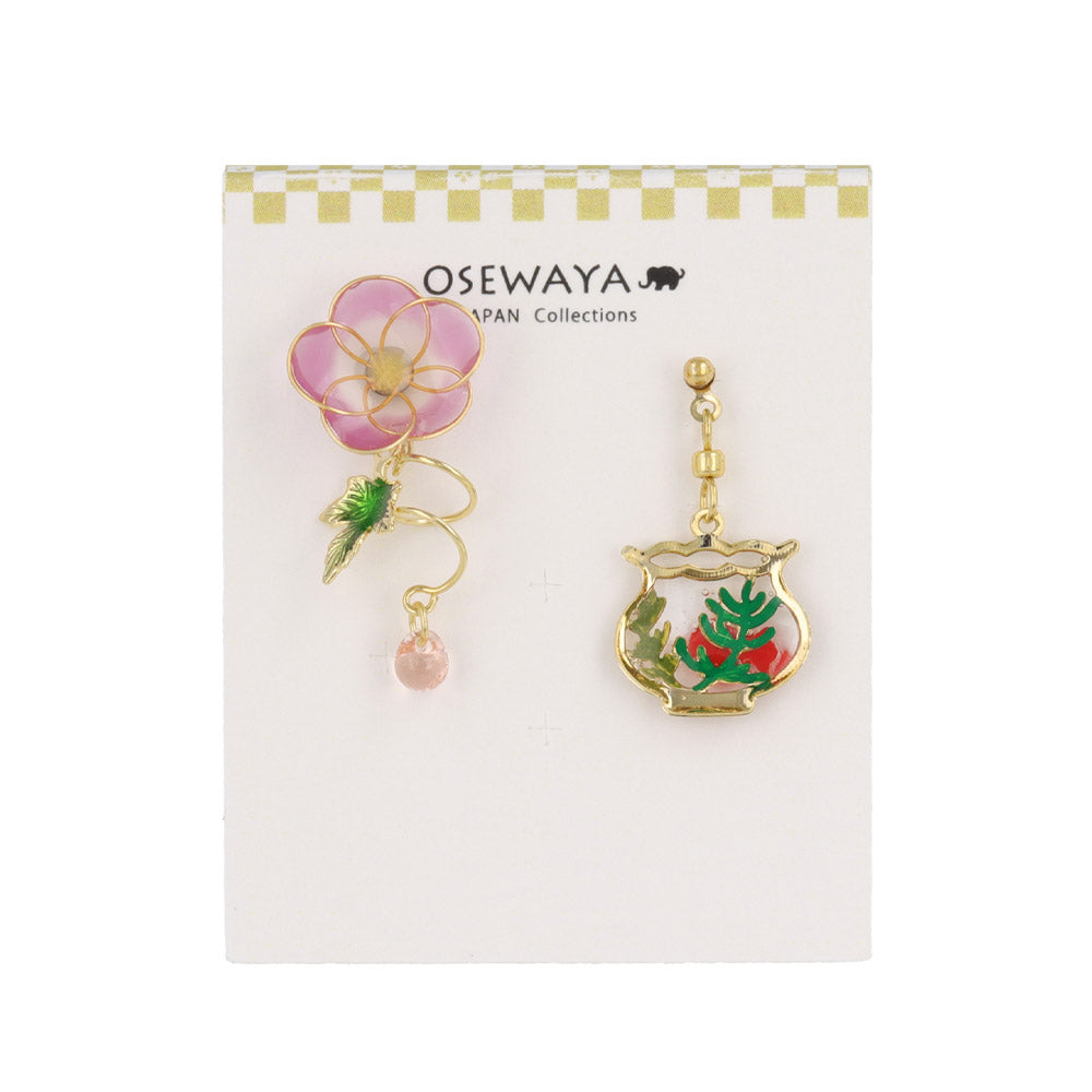 ピアス ニッケルフリー メタル 朝顔 ワイヤー フラワー 花 金魚