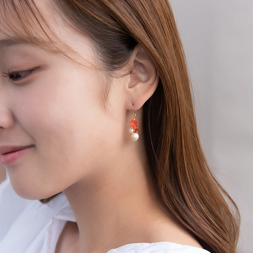 ピアス 着物 紅葉 フックピアス