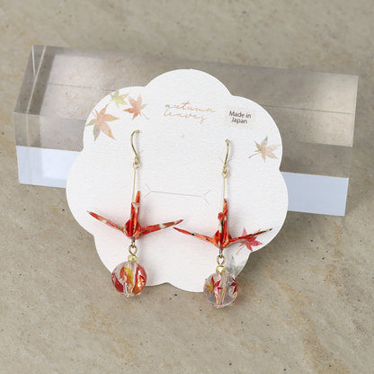 ピアス 紅葉 鶴 折り紙 フックピアス