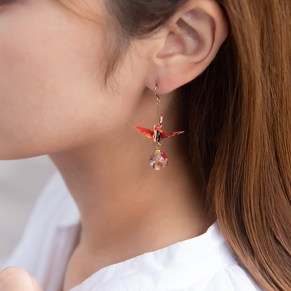 ピアス 紅葉 鶴 折り紙 フックピアス