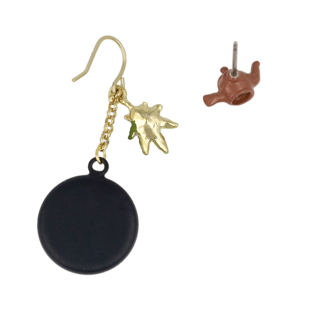 ピアス 抹茶 葉 急須 チタンポスト スタッドピアス フックピアス