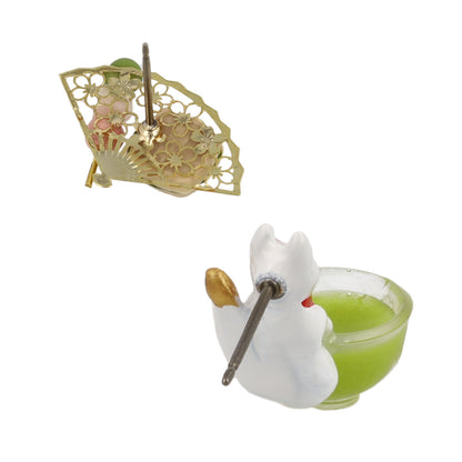 ピアス 抹茶 和菓子 扇子 桜 白狐 チタンポスト スタッドピアス