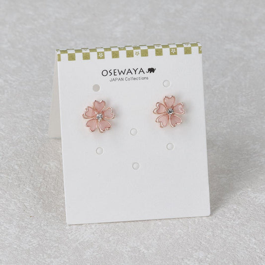 ピアス ニッケルフリー メタル ミニ 桜 ワイヤーフラワー ストーン チタンポスト スタッドピアス