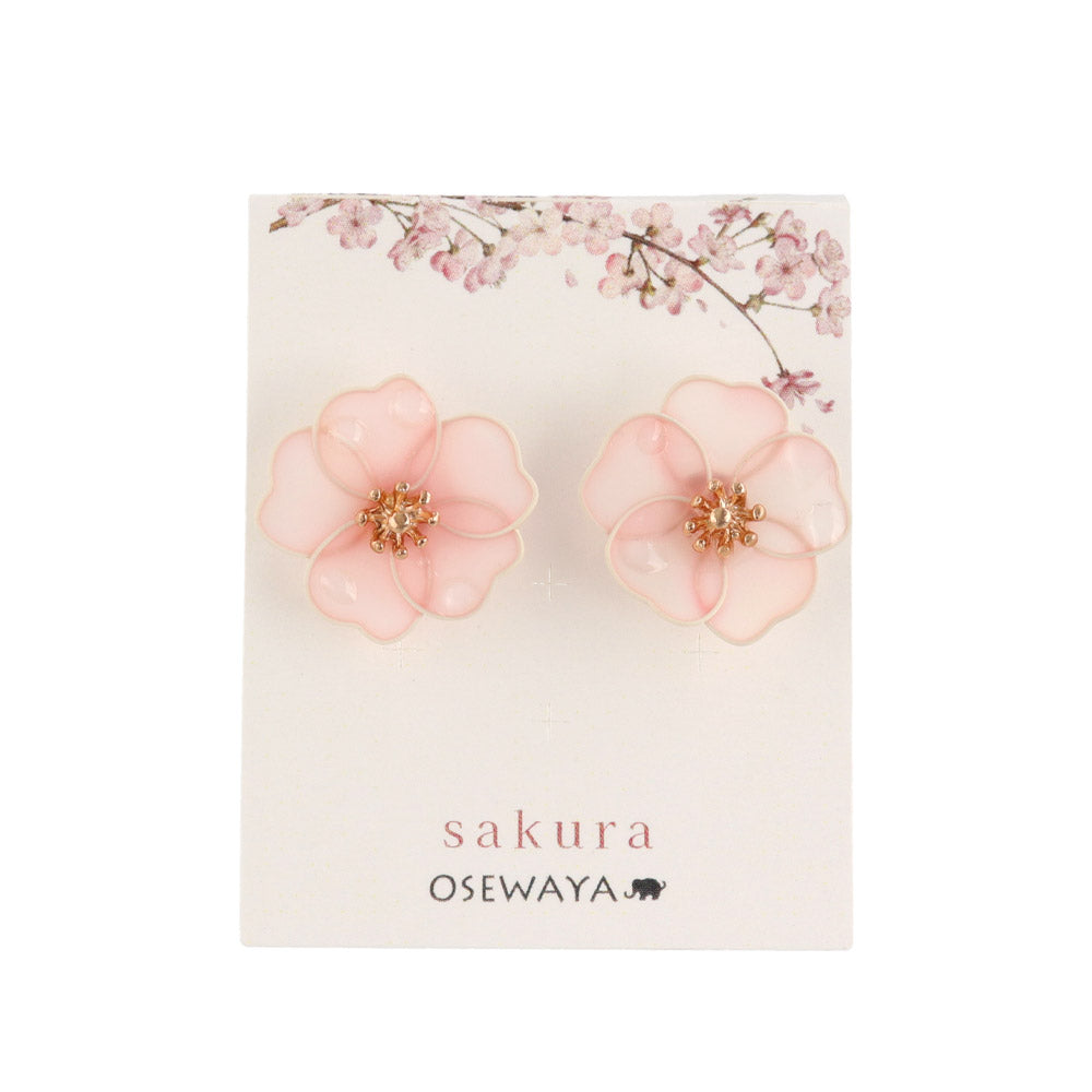 ピアス ニッケルフリー メタル 桜 ワイヤーフラワー 水滴 チタンポスト スタッドピアス