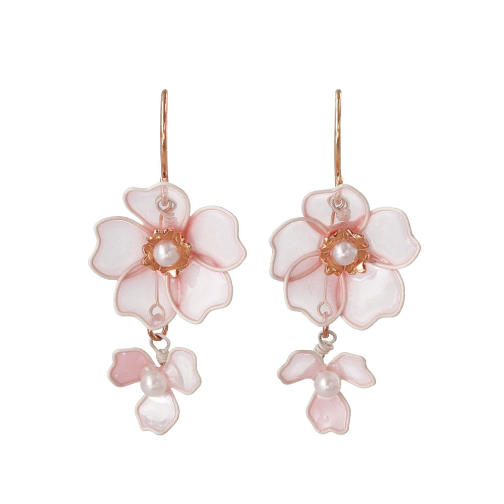 ピアス ニッケルフリー メタル ダブル 桜 花 ワイヤーフラワー パール サージカルステンレスポスト フックピアス