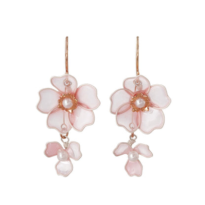 ピアス ニッケルフリー メタル ダブル 桜 花 ワイヤーフラワー パール サージカルステンレスポスト フックピアス