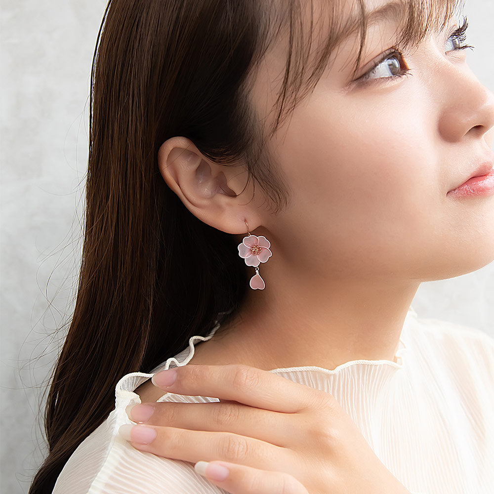 ピアス ニッケルフリー メタル 桜 花びら ワイヤーフラワー サージカルステンレスポスト フックピアス
