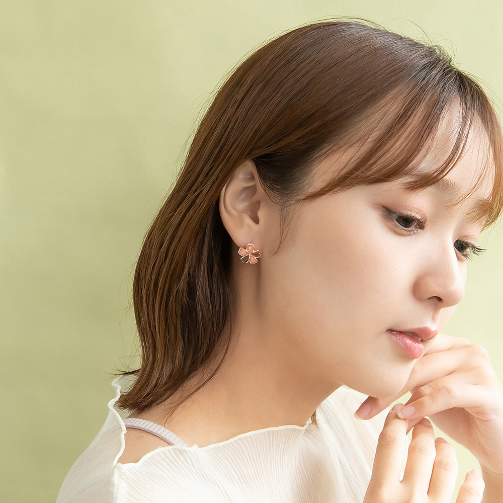ピアス ニッケルフリー メタル 桜 チタンポスト スタッドピアス