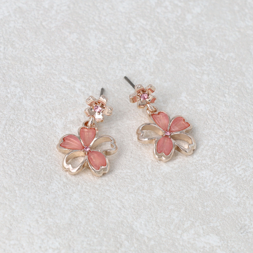 ピアス ニッケルフリー メタル 桜 ダブル チタンポスト スタッドピアス