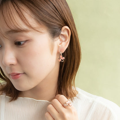 ピアス ニッケルフリー メタル 桜 ダブル チタンポスト スタッドピアス
