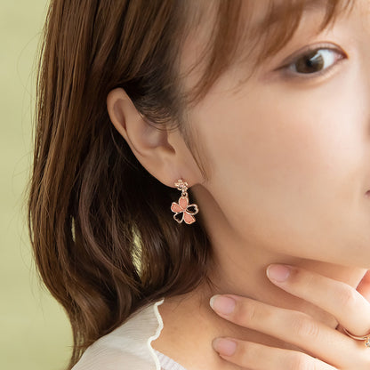 ピアス ニッケルフリー メタル 桜 ダブル チタンポスト スタッドピアス