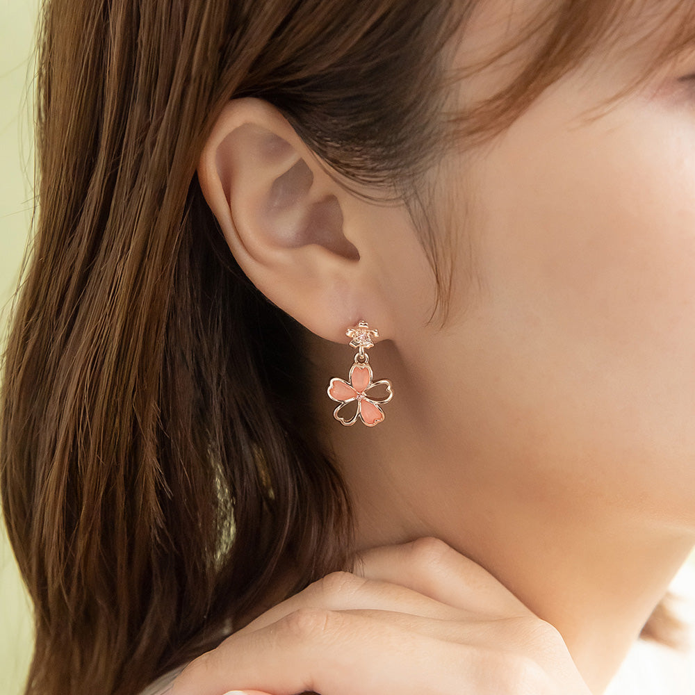 ピアス ニッケルフリー メタル 桜 ダブル チタンポスト スタッドピアス