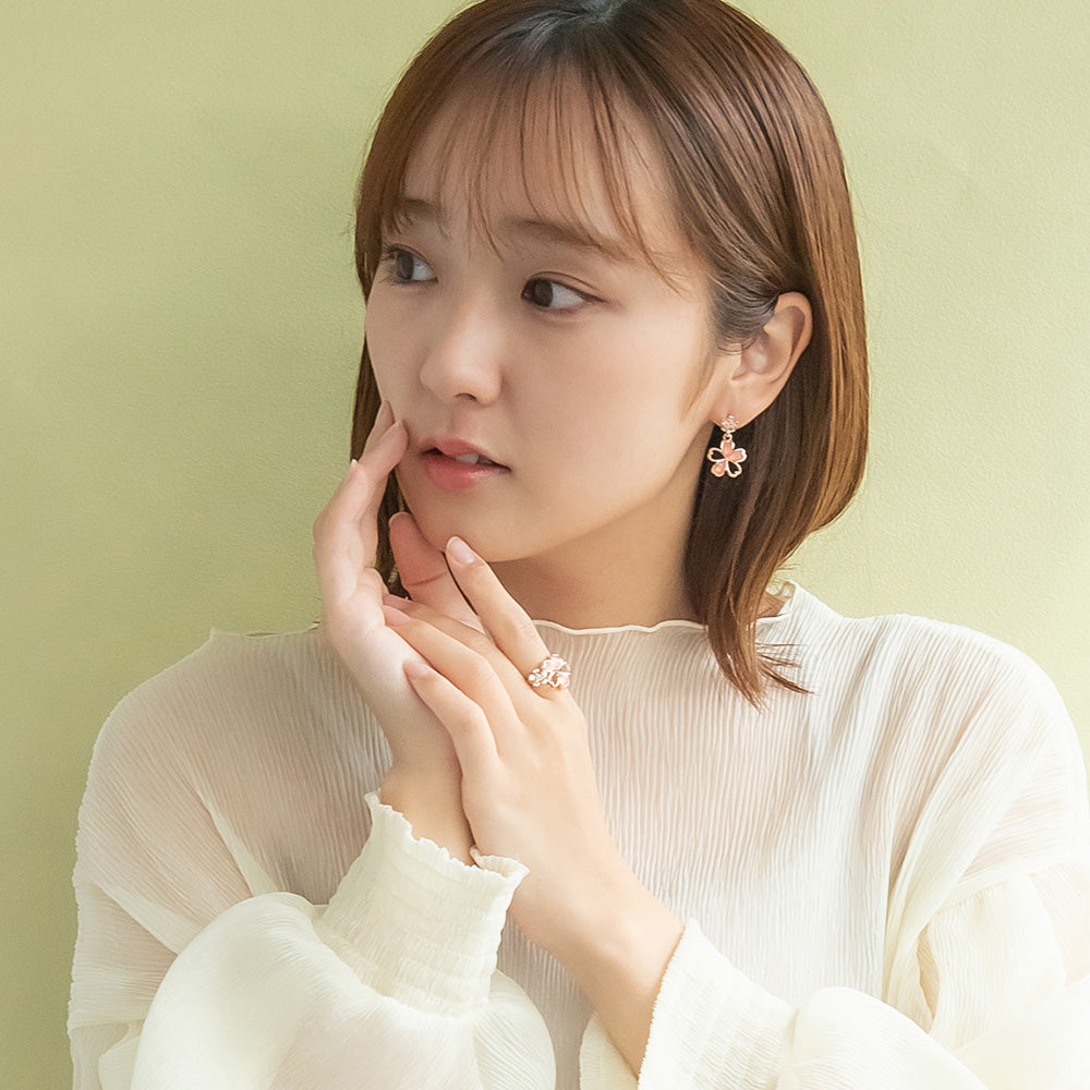 ピアス ニッケルフリー メタル 桜 ダブル チタンポスト スタッドピアス