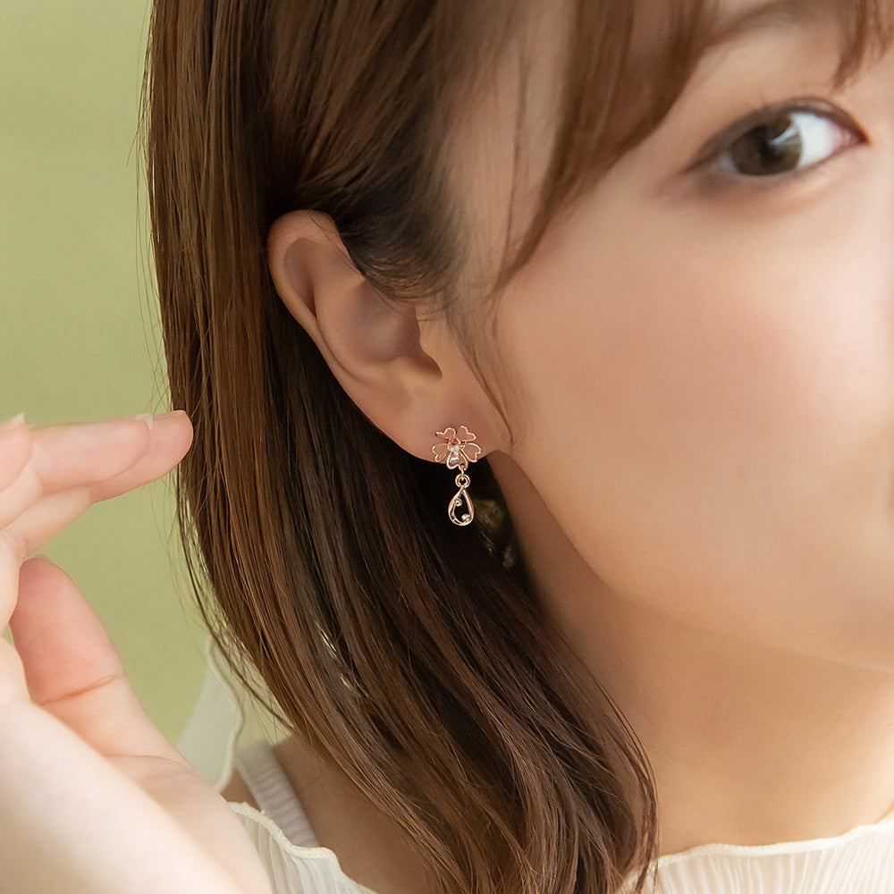 ピアス ニッケルフリー メタル 桜 ドロップ ワイヤー チタンポスト スタッドピアス