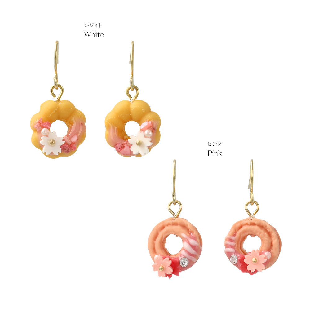 ピアス 桜 フラワー ドーナツ スイーツ フックピアス