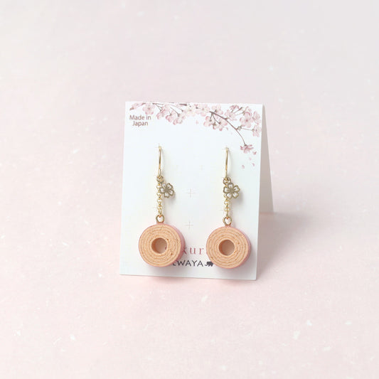 ピアス 桜 フラワー バームクーヘン スイーツ フックピアス