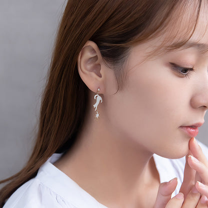 ピアス ニッケルフリー 猫 雪の結晶 チタンポスト スタッドピアス