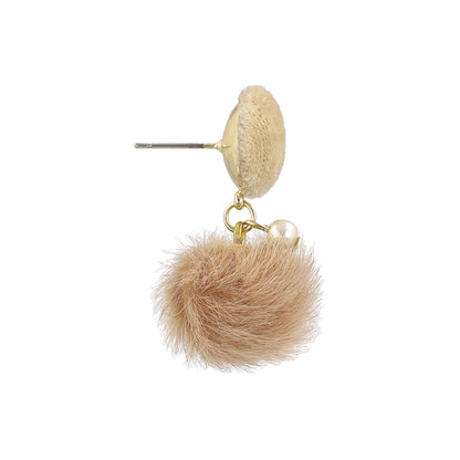 ピアス ベロア パール フェイクファー ボール ステンレスポスト スタッドピアス