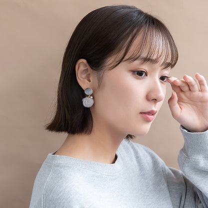 ピアス ベロア パール フェイクファー ボール ステンレスポスト スタッドピアス