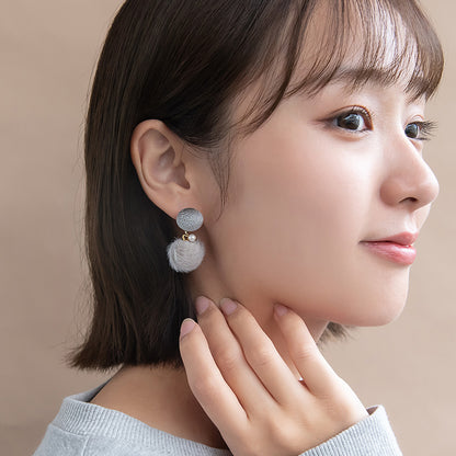 ピアス ベロア パール フェイクファー ボール ステンレスポスト スタッドピアス