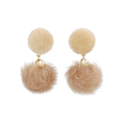 ピアス ベロア パール フェイクファー ボール ステンレスポスト スタッドピアス