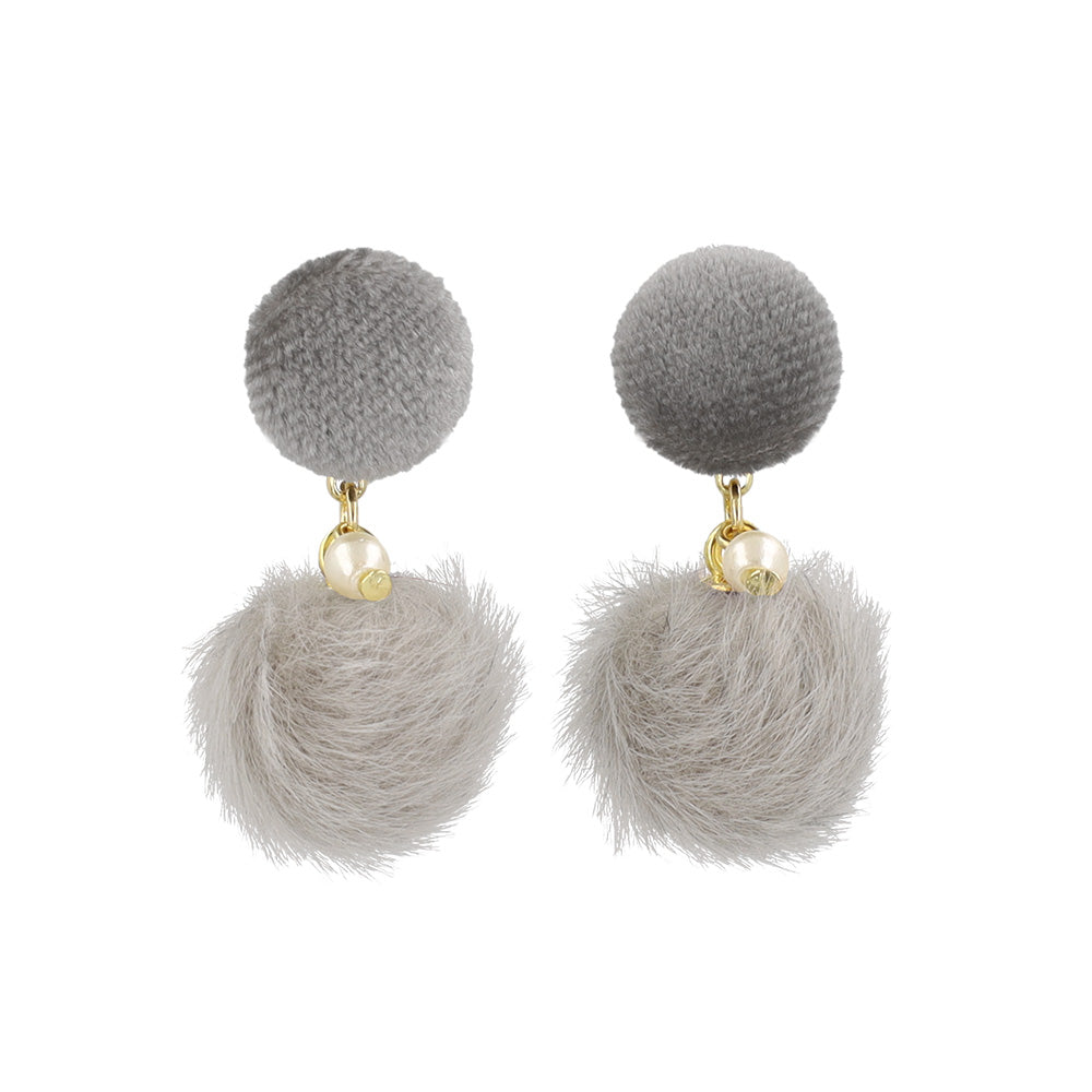 ピアス ベロア パール フェイクファー ボール ステンレスポスト スタッドピアス