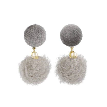 ピアス ベロア パール フェイクファー ボール ステンレスポスト スタッドピアス