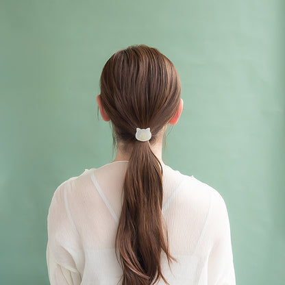 ヘアゴム フェイス ネコ マーブル ヘアポニー