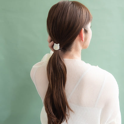 ヘアゴム フェイス ネコ マーブル ヘアポニー