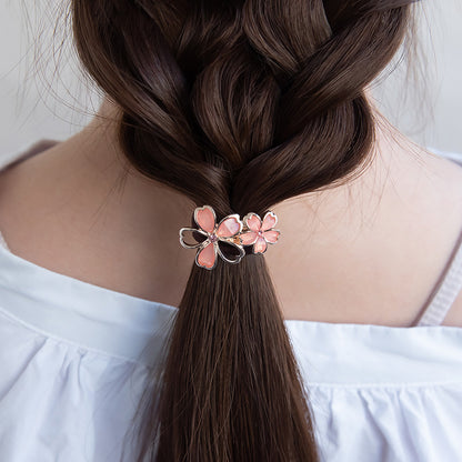 ヘアゴム ニッケルフリー メタル 桜 ダブル