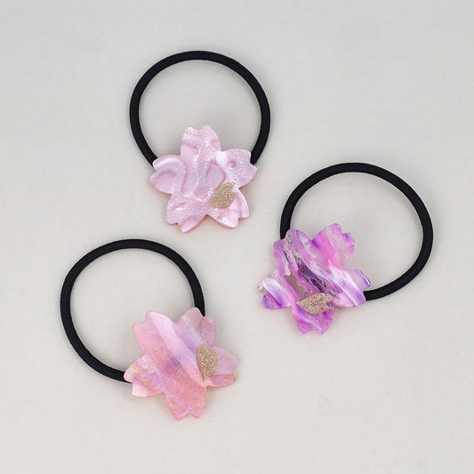 ヘアゴム 桜 ラメ マーブル カラー