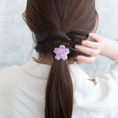 ヘアゴム 桜 ラメ マーブル カラー