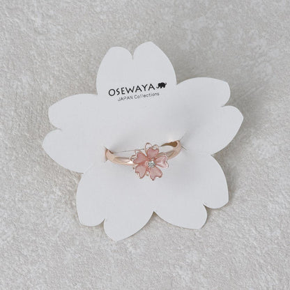 リング ニッケルフリー メタル 桜 ワイヤーフラワー ミニ ストーン フリーサイズ 指輪