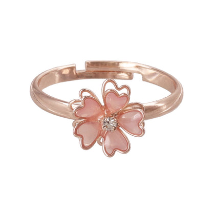 リング ニッケルフリー メタル 桜 ワイヤーフラワー ミニ ストーン フリーサイズ 指輪