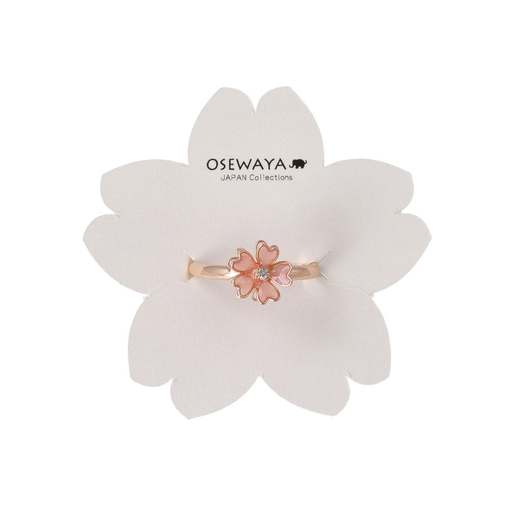 リング ニッケルフリー メタル 桜 ワイヤーフラワー ミニ ストーン フリーサイズ 指輪