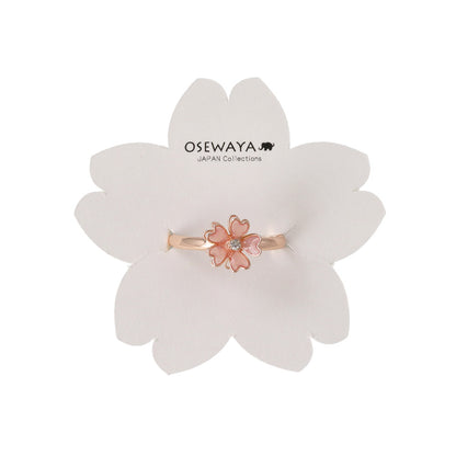 リング ニッケルフリー メタル 桜 ワイヤーフラワー ミニ ストーン フリーサイズ 指輪