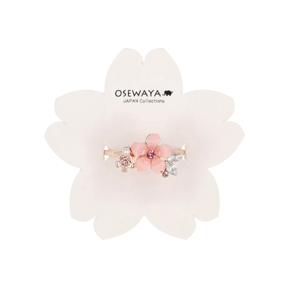 リング ニッケルフリー メタル 桜 ダブル ストーン パール フリーサイズ 指輪