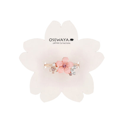 リング ニッケルフリー メタル 桜 ダブル ストーン パール フリーサイズ 指輪