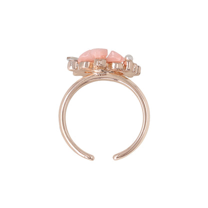 リング ニッケルフリー メタル 桜 ダブル ストーン パール フリーサイズ 指輪