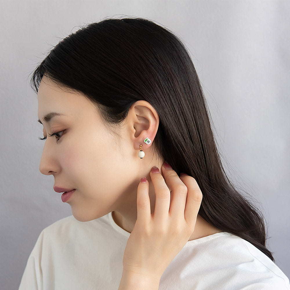 ピアス 和菓子 お月見 みたらし団子 お茶 提灯 3個セット チタンポスト スタッドピアス ドロップピアス