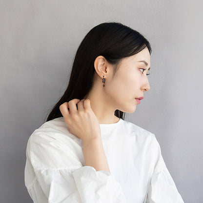 ピアス 忍者 手裏剣 お城 三日月 3個セット チタンポスト スタッドピアス ドロップピアス