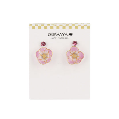 ピアス ニッケルフリー メタル 朝顔 ワイヤー フラワー 花 カラー ストーン 4個セット チタンポスト スタッドピアス