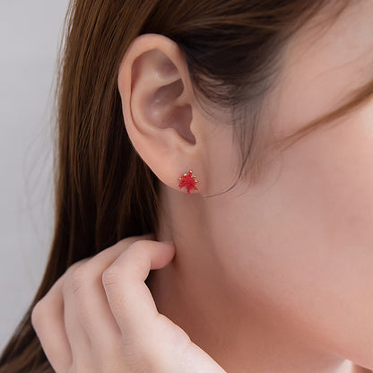 ピアス 紅葉 鹿 どんぐり 3個セット チタンポスト スタッドピアス