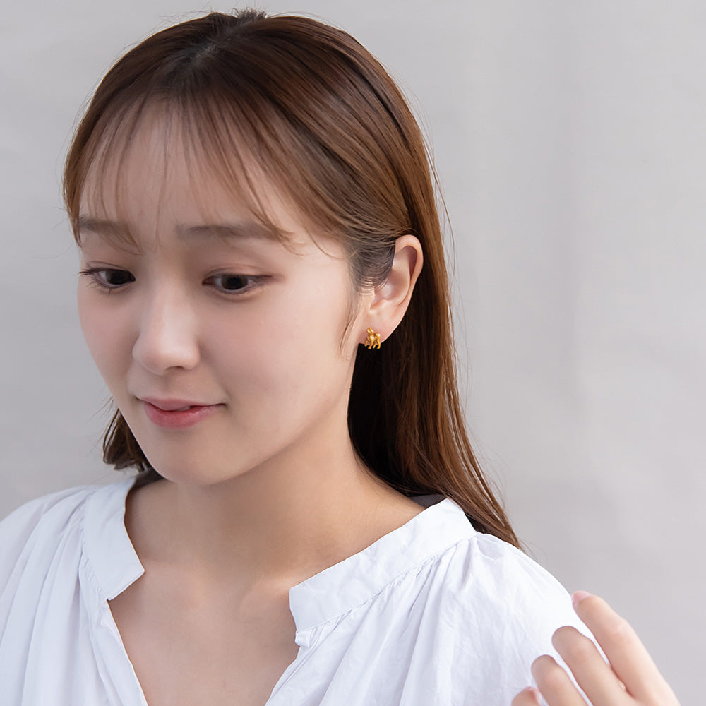 ピアス 紅葉 鹿 どんぐり 3個セット チタンポスト スタッドピアス