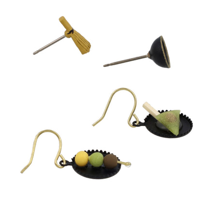 ピアス 抹茶 茶筅 和菓子 4個セット チタンポスト スタッドピアス フックピアス