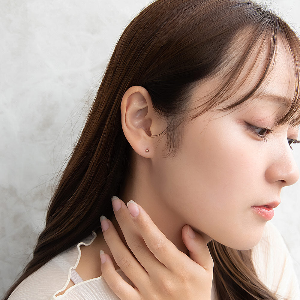ピアス メタル 桜 パール ストーン ボール 5個セット チタンポスト スタッドピアス