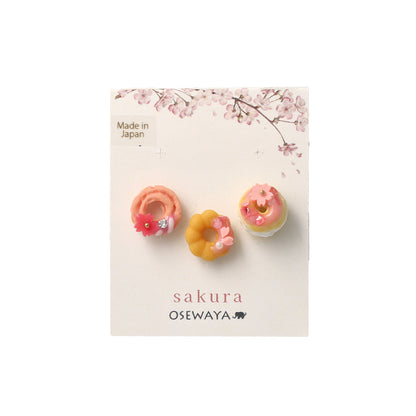 ピアス 桜 フラワー ドーナツ スイーツ パール ３個セット チタンポスト スタッドピアス